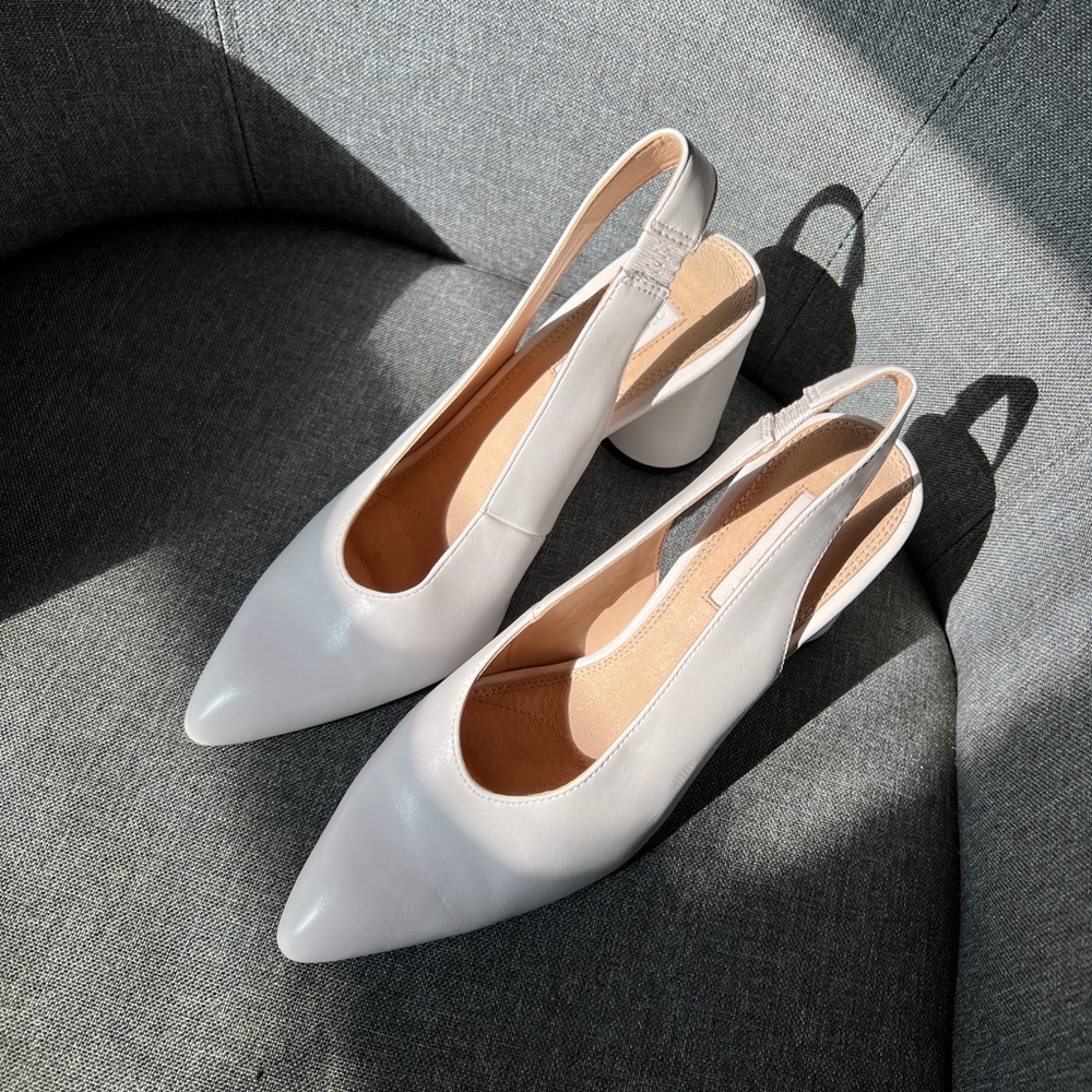 Topshop white pointed leather heel size 36